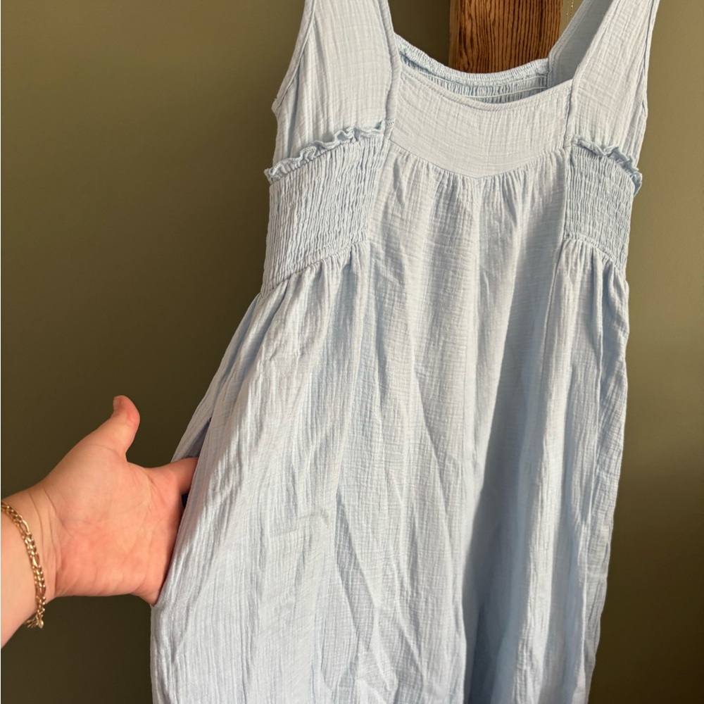 181.) NWOT / SHEIN / Very Wide Leg / Light Blue / Jumpsuit - Picture 3 of 9